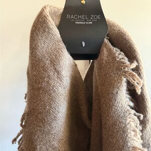 Rachel Zoe Neutral Taupe Fringe Triangle Scarf
